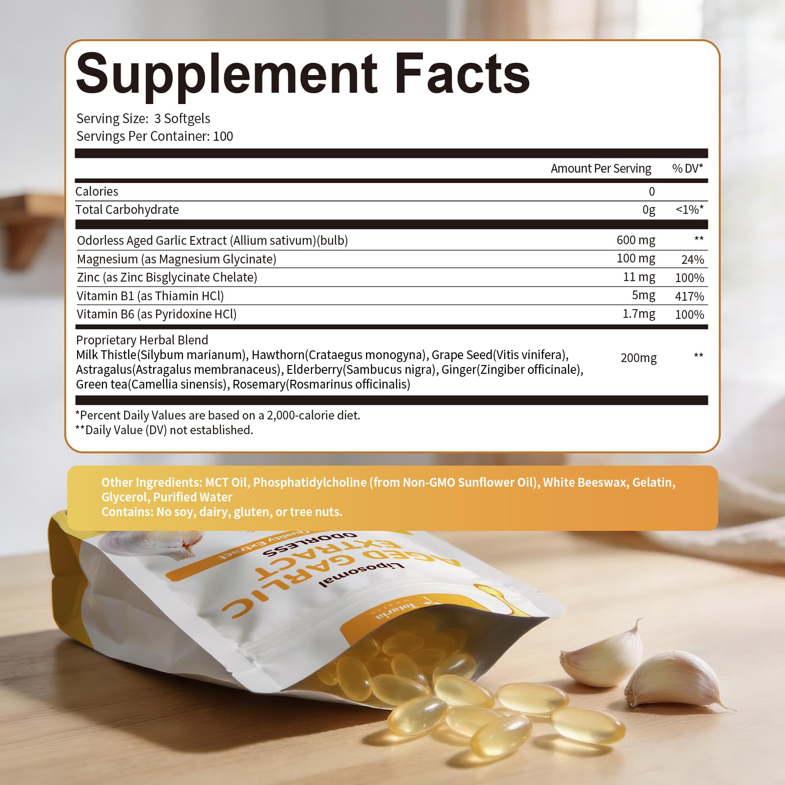 Totaria envase abierto con softgels dispuesto para visualización del contenido