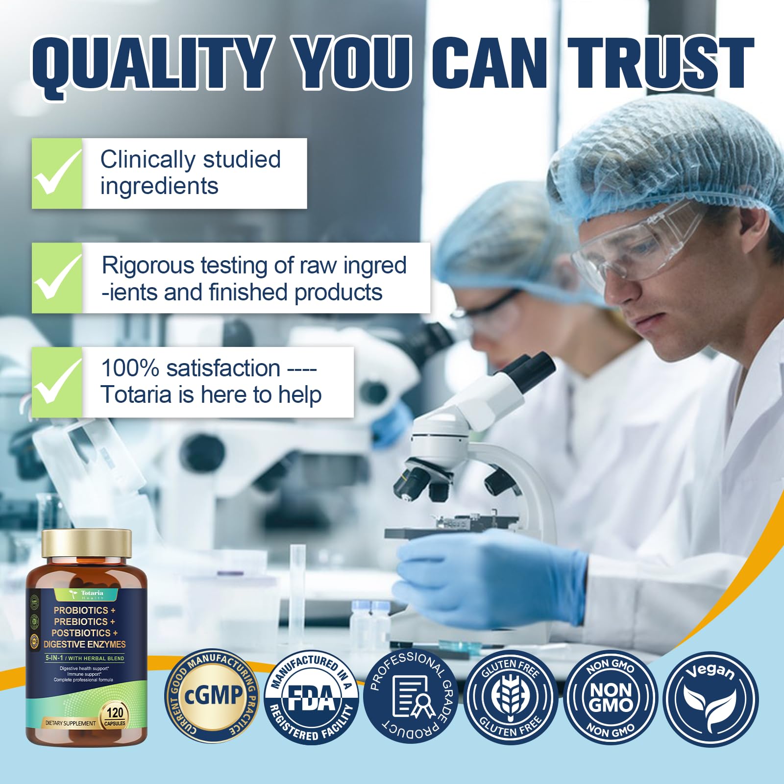 Totaria etiqueta del producto con listado de ingredientes y certificaciones