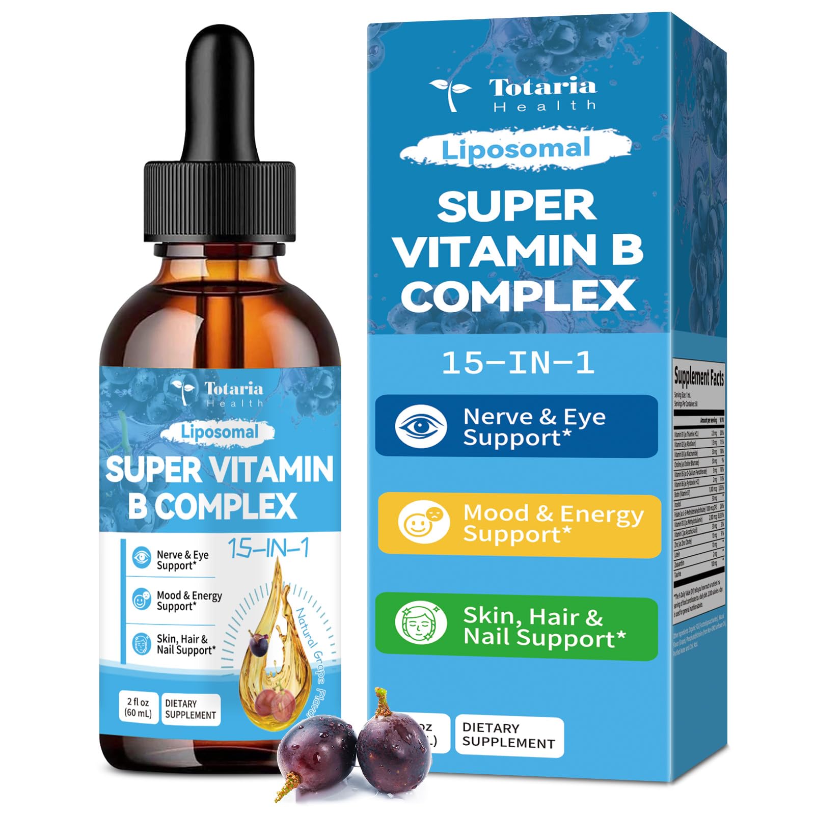 Totaria envase frontal mostrando la marca y tamaño de 2 fl oz que facilita reconocimiento