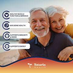 Totaria ingredientes D3 K2 y magnesio representados para sinergia nutricional