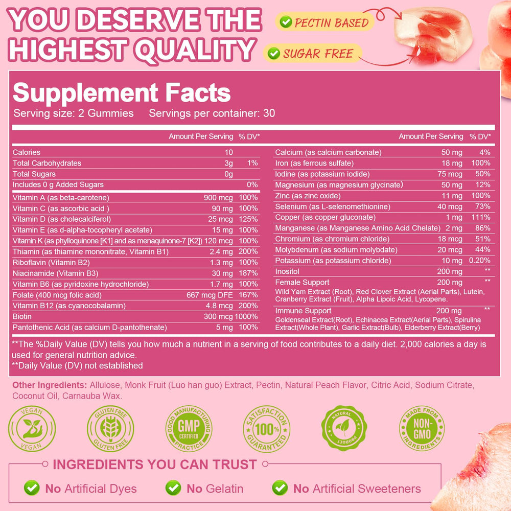 Totaria etiqueta con lista de vitaminas y minerales clave