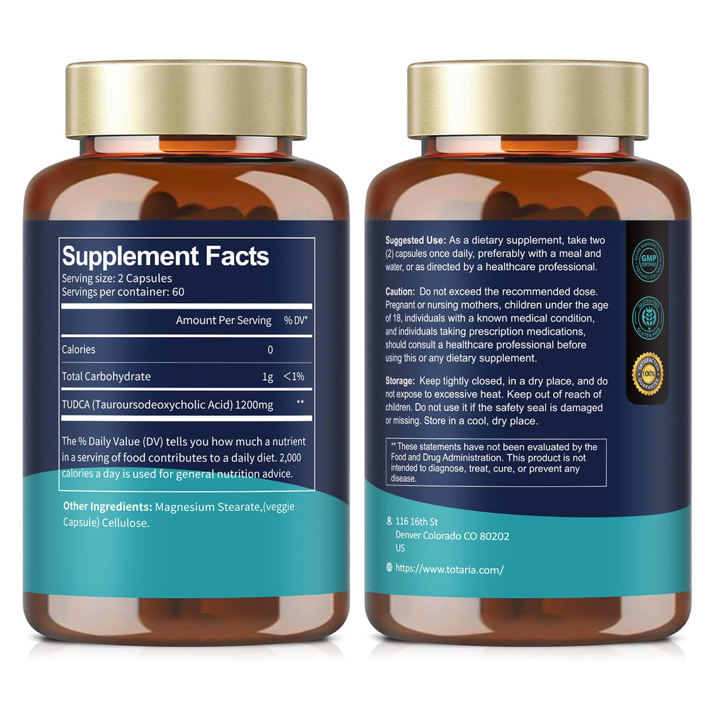 Toma diaria de Totaria TUDCA 1200 mg para hábitos consistentes