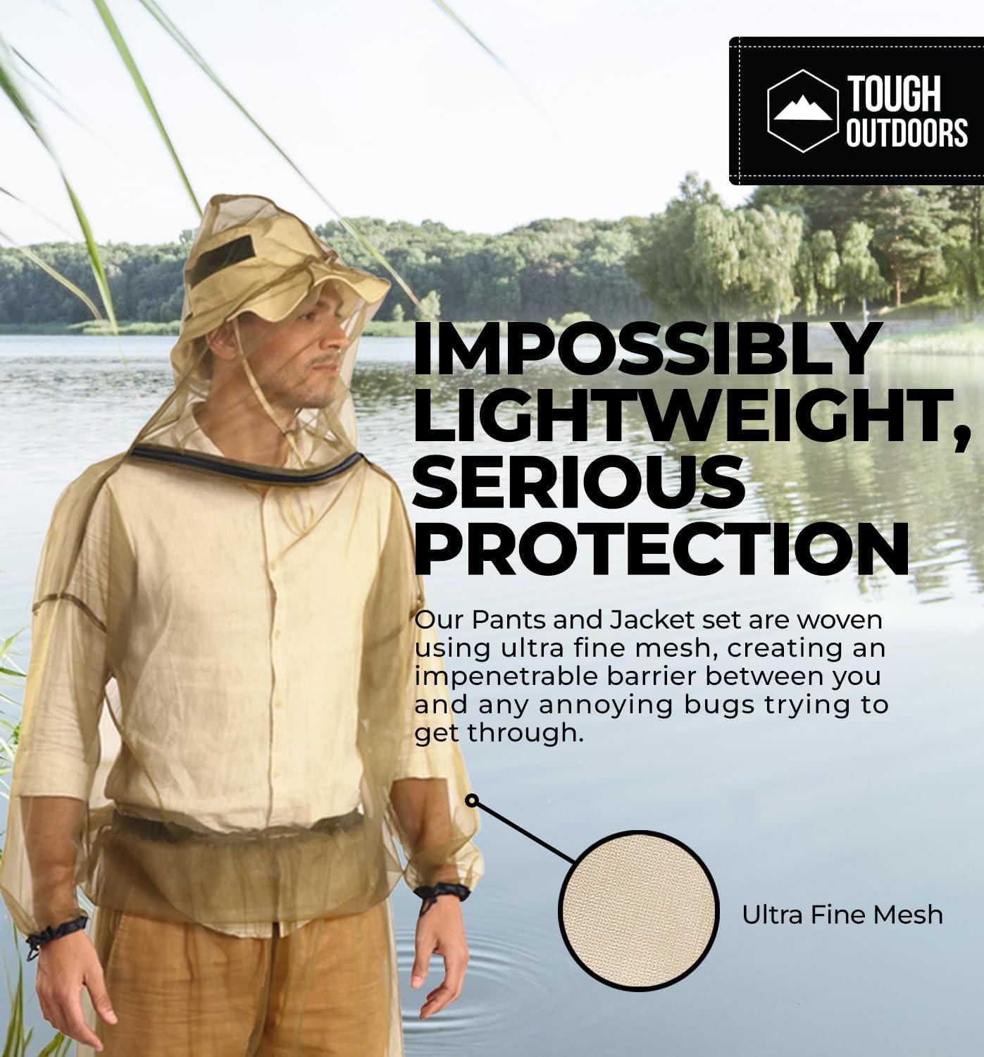 Tough Outdoors detalle de la capucha que protege cabeza y cuello