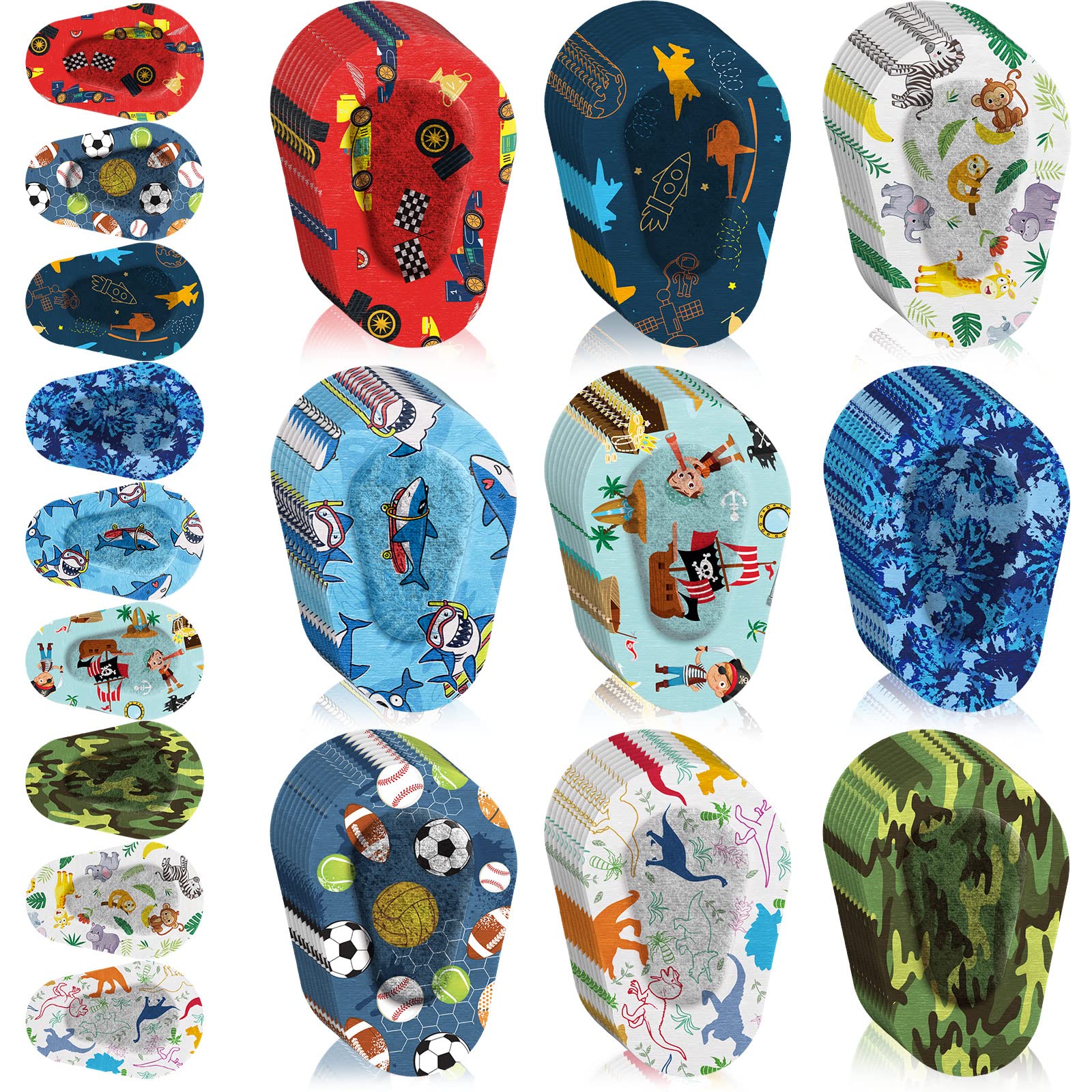 Toulite parche frontal del paquete mostrando cantidad y diseños, práctico para padres