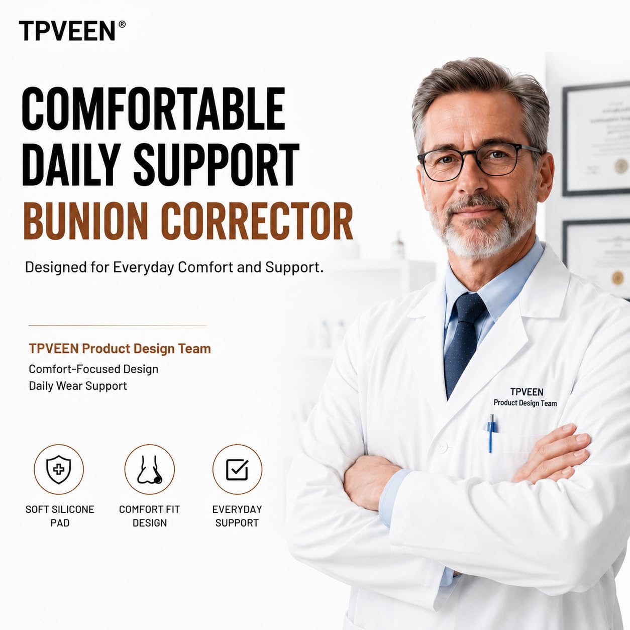 TPVEEN detalle del gel de 3mm que amortigua el juanete, confort localizado