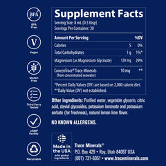 Botella abierta de Trace Minerals con cucharilla medidora para dosificar con precisión
