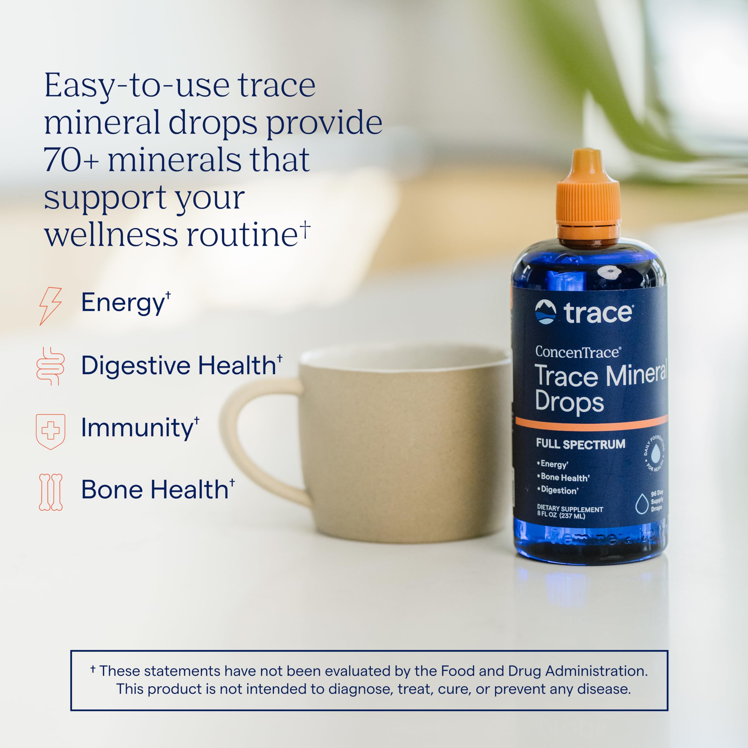 Trace Minerals primer plano de la textura líquida y aspecto cristalino