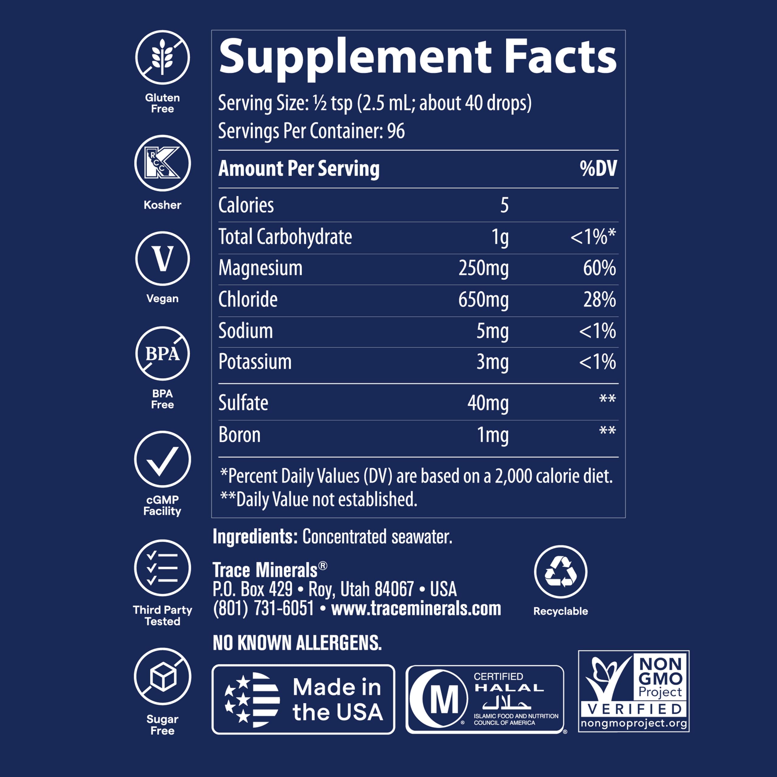 Trace Minerals gotas ConcenTrace en vaso para mezclar y remineralizar