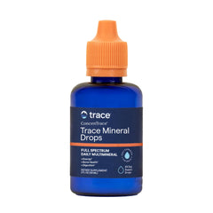 Trace Minerals frasco ConcenTrace frente y etiqueta clara, fácil identificación