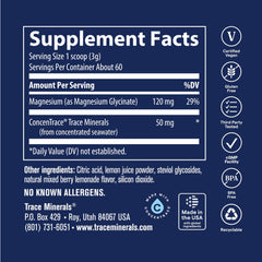 Trace Minerals en encimera con frutas, sugiere uso diario agradable