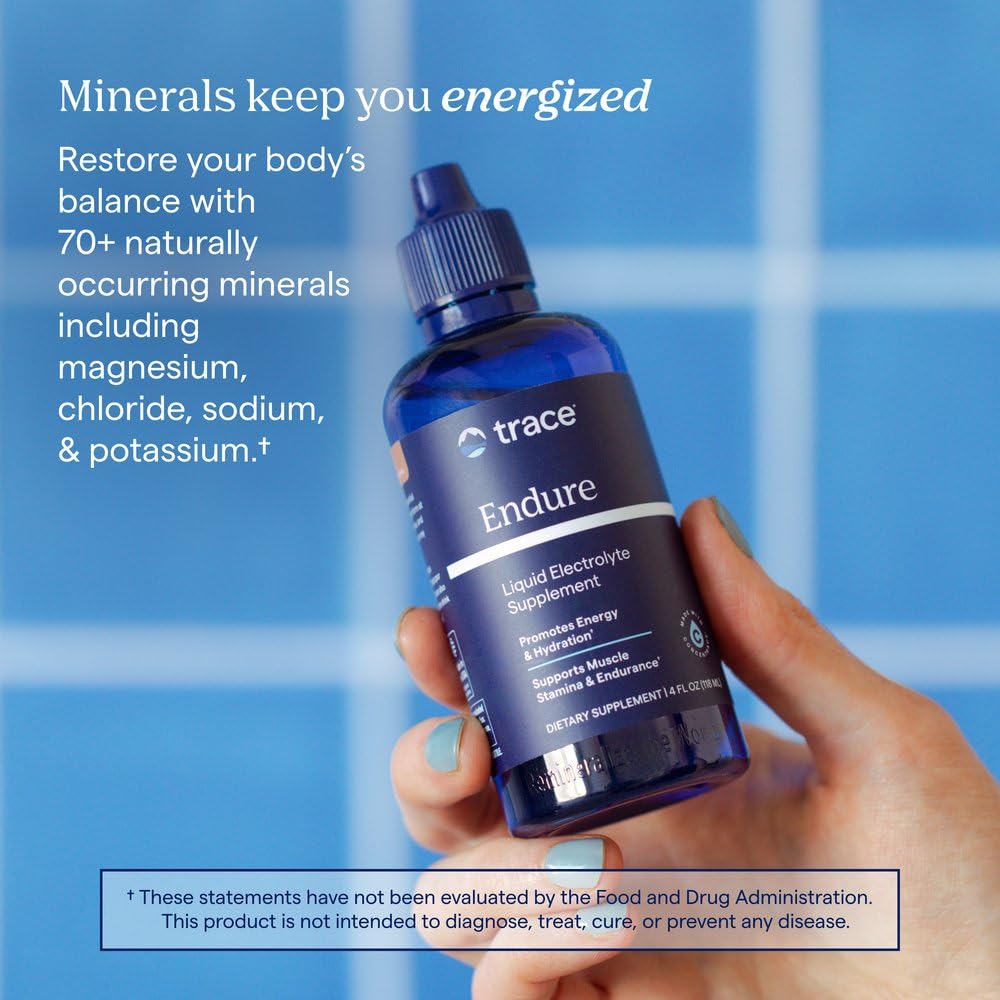 Trace Minerals etiqueta con lista de electrolitos y garantía de pruebas de calidad