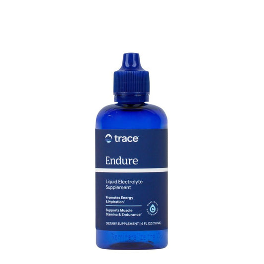 Trace Minerals frasco Endure frontal mostrando envase y beneficio de hidratación rápida