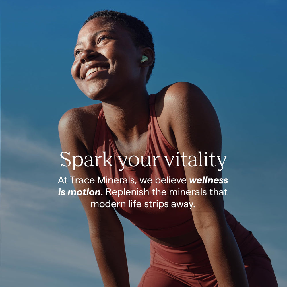 Trace Minerals envase abierto con comprimidos visibles para almacenamiento cómodo