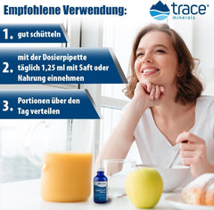 Trace Minerals comparación de tamaño en mano para evidenciar la portabilidad del envase