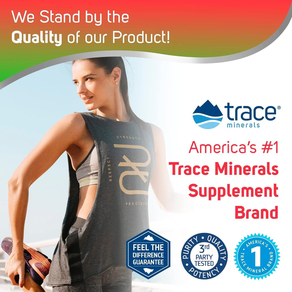 Trace Minerals escena lifestyle con el producto sobre mesa y bebida lista