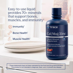 Trace Minerals etiqueta con lista de ingredientes y cantidades por porción clara