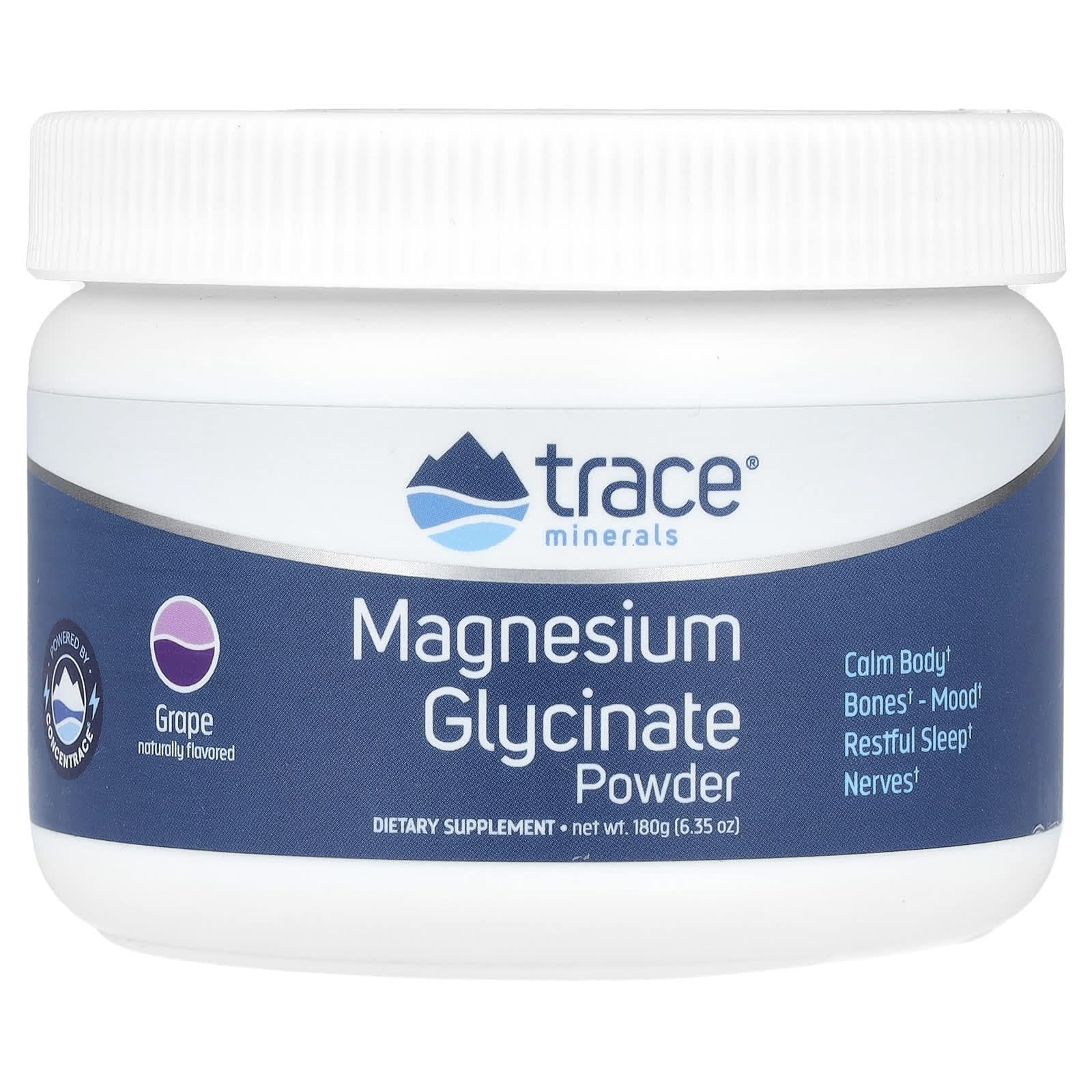 Trace Minerals etiqueta con información nutricional y pruebas de terceros