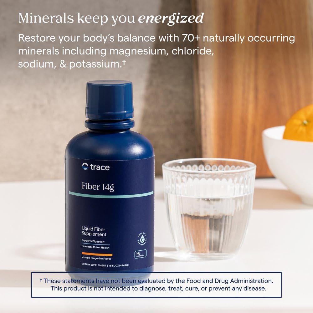 Trace Minerals etiqueta con información nutricional y contenido de fibra y minerales