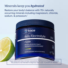 Trace Minerals etiqueta nutricional mostrando minerales clave y cero azúcar