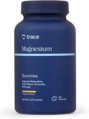 Trace Minerals frasco frontal con gominolas mandarina, fácil de identificar y usar
