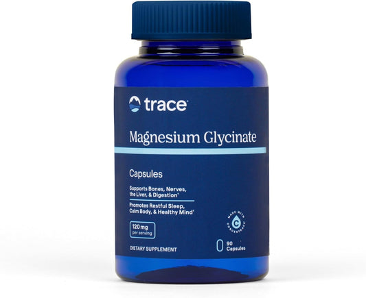 Trace Minerals frente del empaque mostrando 90 cápsulas y beneficios