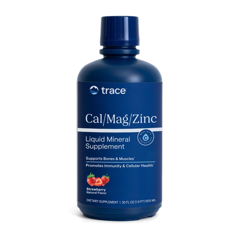 Trace Minerals frasco frontal sabor fresa con etiqueta legible y aspecto atractivo