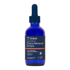 Trace Minerals botella frontal mostrando el envase y beneficio de dosificar minerales