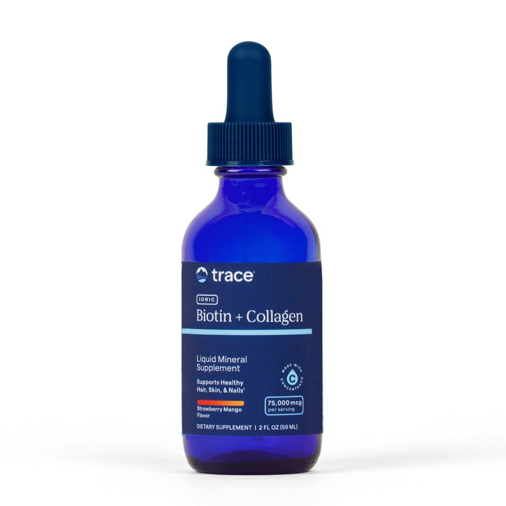 Trace Minerals frasco frontal mostrando la etiqueta y ventaja de dosificación clara