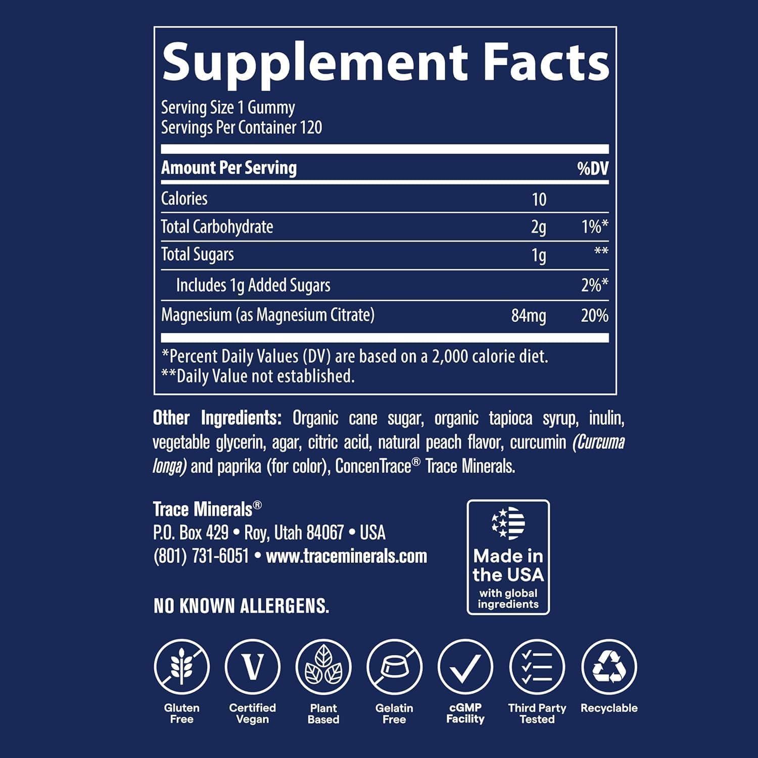 Trace Minerals detalle de textura de las gomitas con aspecto masticable