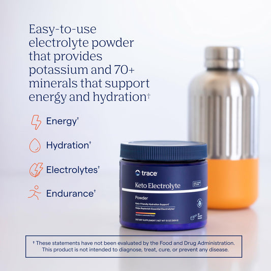 Trace Minerals polvo textura cerca que indica fácil disolución y mezcla rápida
