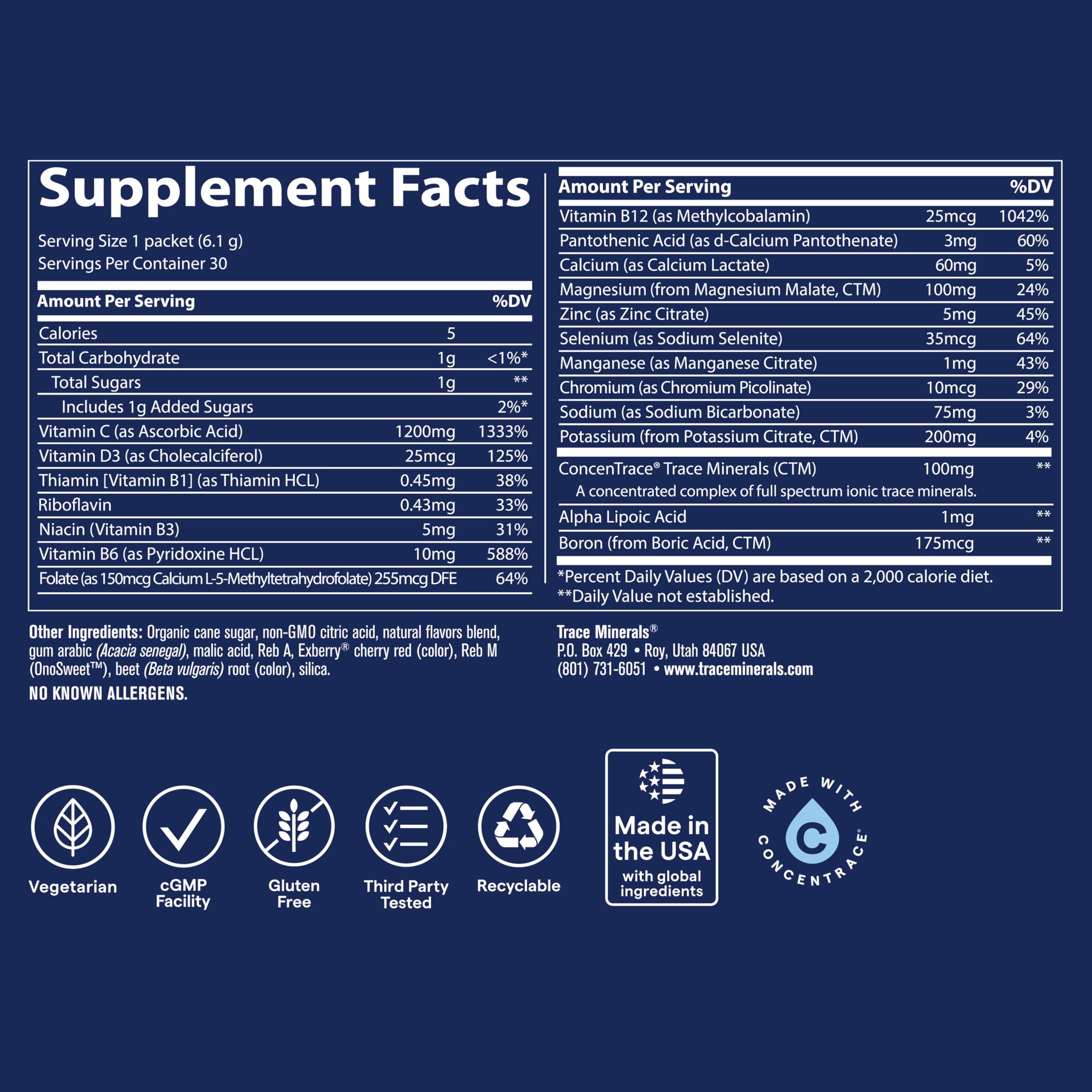 Trace Minerals textura del polvo cerca, disolución rápida y absorción eficiente