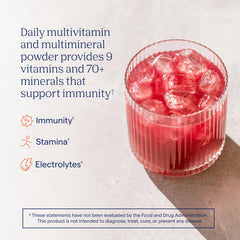 Trace Minerals textura del polvo del sobre destacando solubilidad rápida