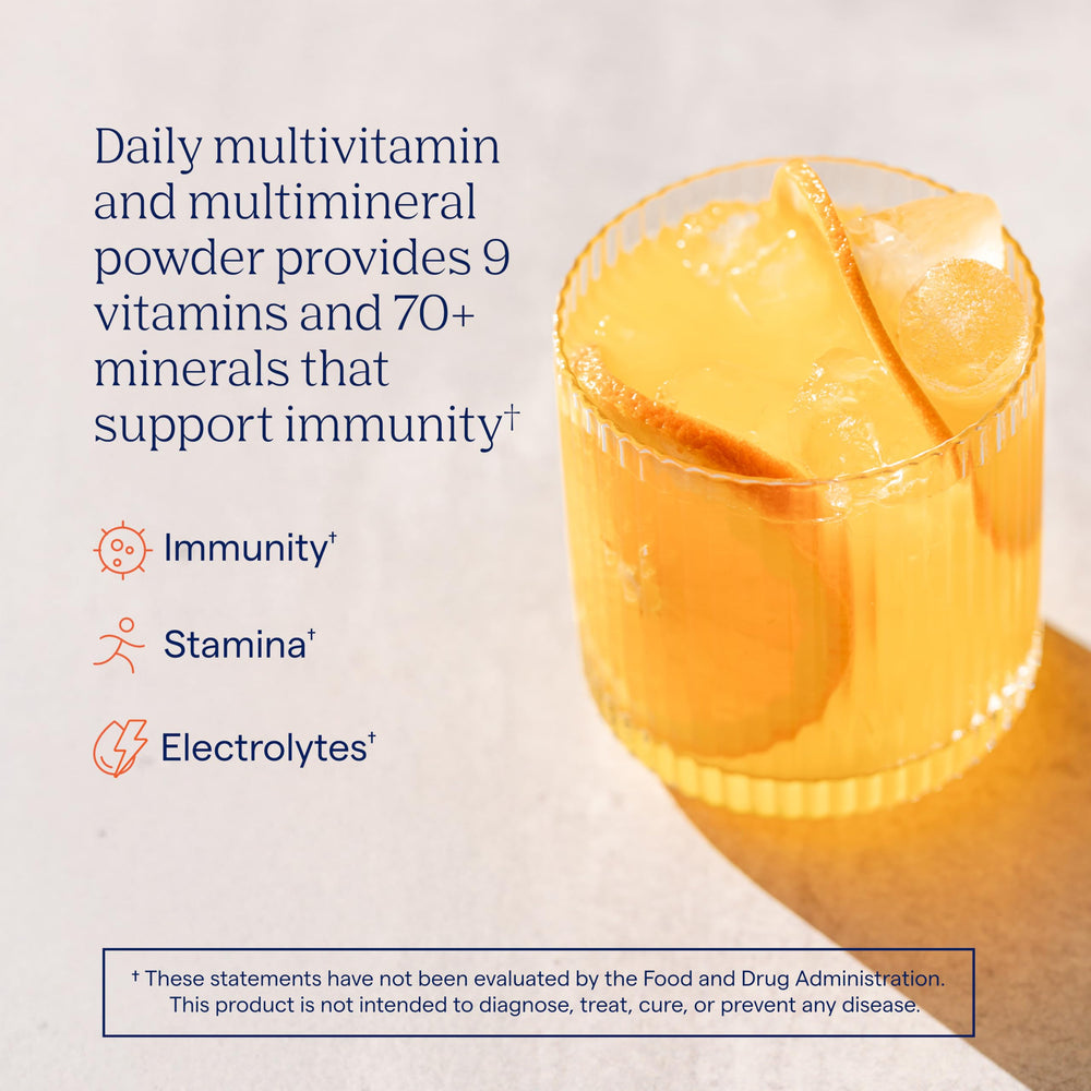 Trace Minerals primer plano del polvo en sobre resaltando mezcla fácil