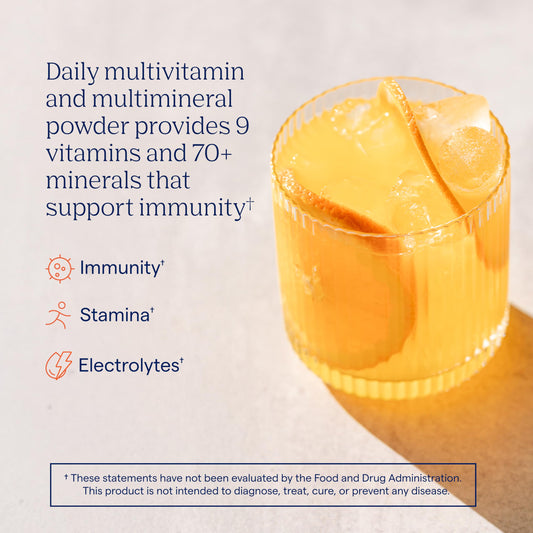 Trace Minerals primer plano del polvo en sobre resaltando mezcla fácil