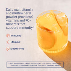 Trace Minerals primer plano del polvo en sobre resaltando mezcla fácil