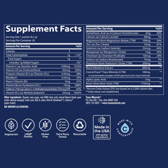Trace Minerals polvo disuelto en vaso transparente para una bebida clara y refrescante