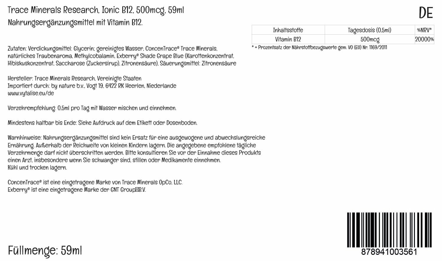 Trace Minerals textura del líquido iónico resaltando claridad y mezcla rápida