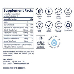 Trace Minerals bebida diluida en vaso, hidratación rápida y sabor cítrico