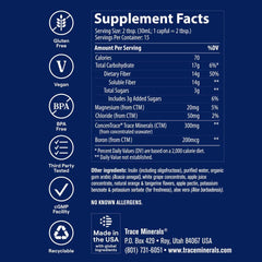Trace Minerals vaso preparado para beber, demostrando conveniencia y consumo rápido