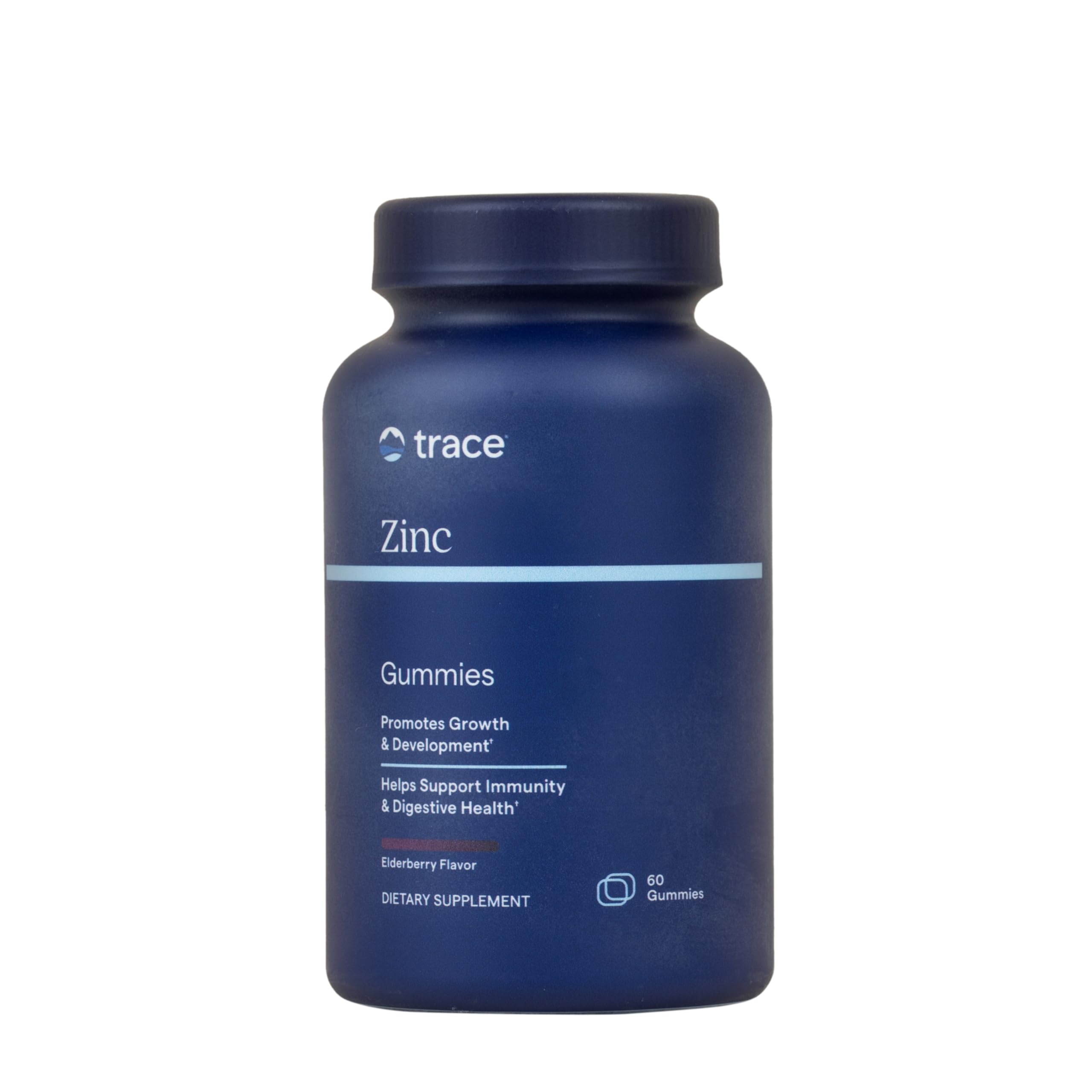 Trace Minerals envase frontal de gominolas zinc 30 mg, fácil identificación y almacenaje