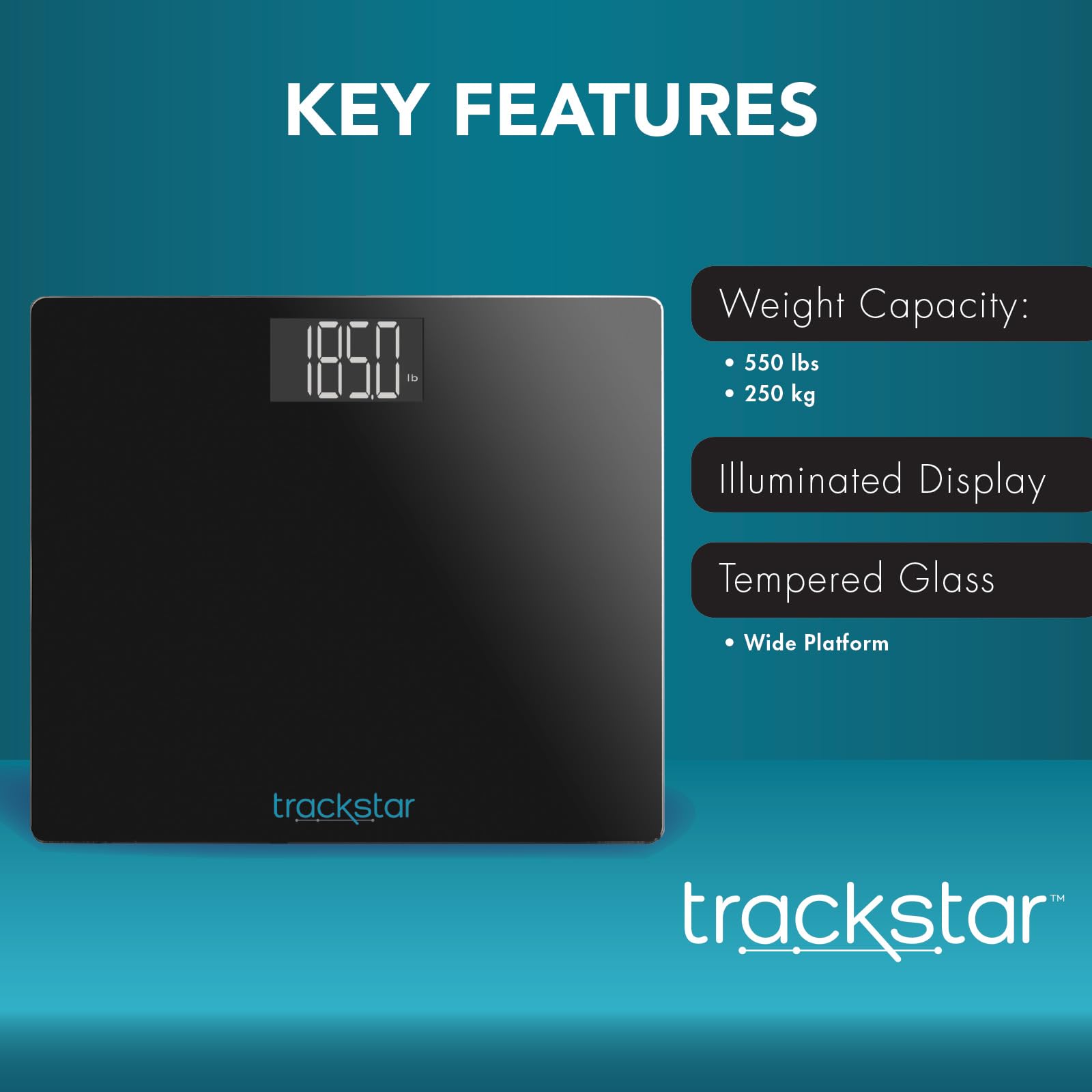 Trackstar comparación de tamaño junto a regla para mostrar plataforma amplia