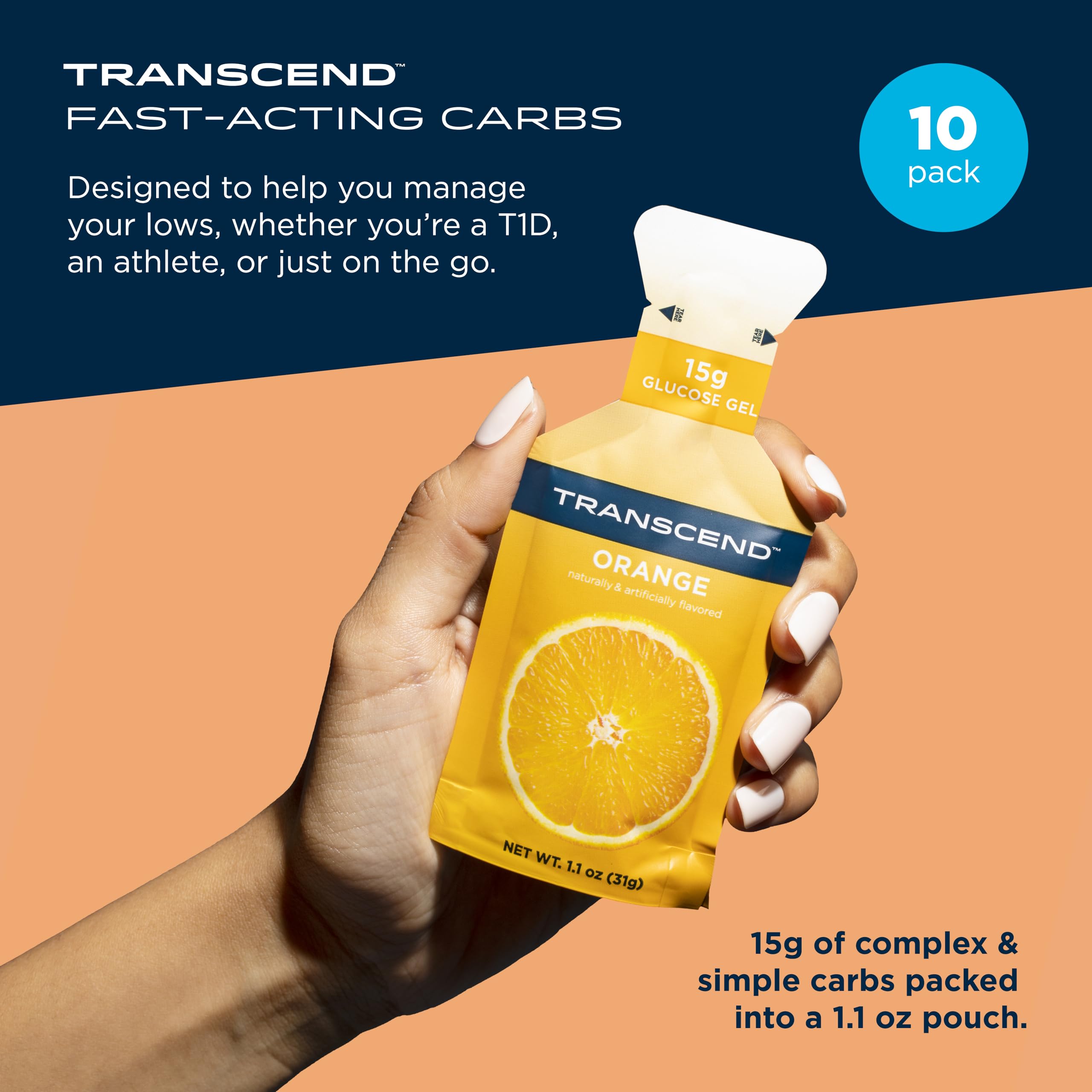 Transcend gel sobre abierto con textura del gel y beneficio de absorción rápida