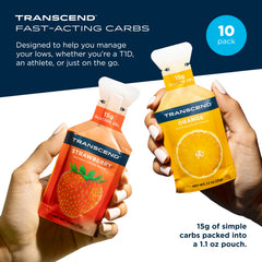Transcend sobres fresa y naranja alineados, fácil elección de sabor en movimiento