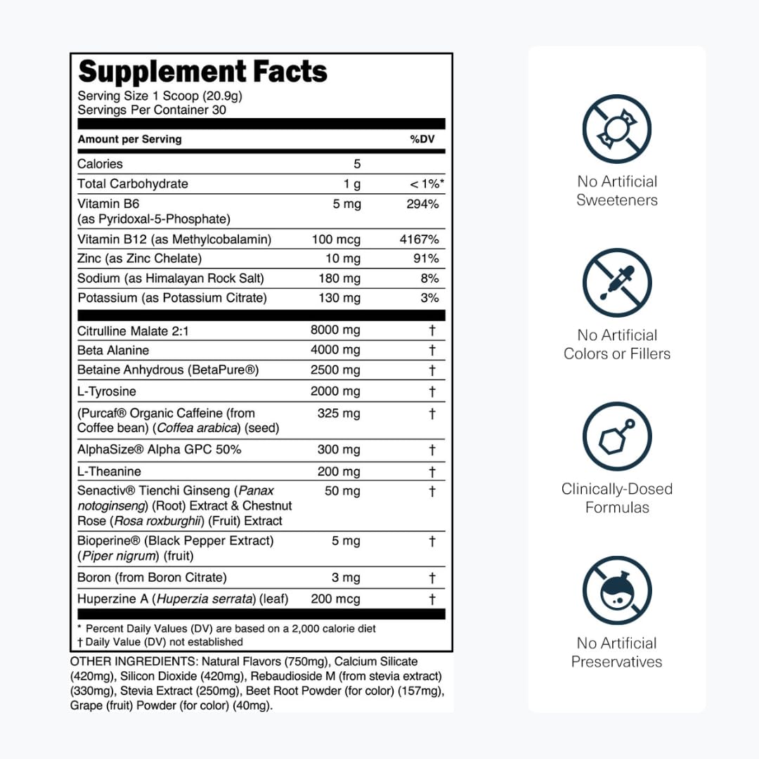 Transparent Labs etiqueta clara con lista de ingredientes visible y transparente