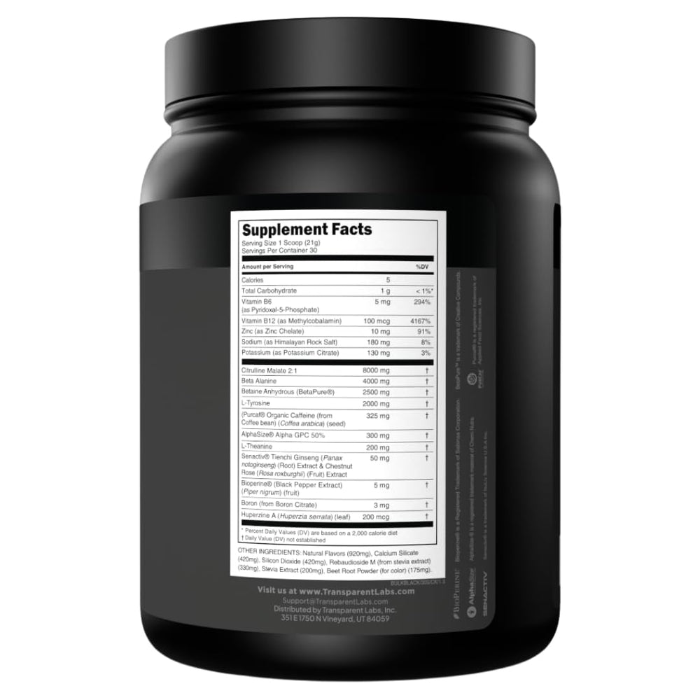 Transparent Labs envase junto a mano para comparar tamaño y 30 servicios