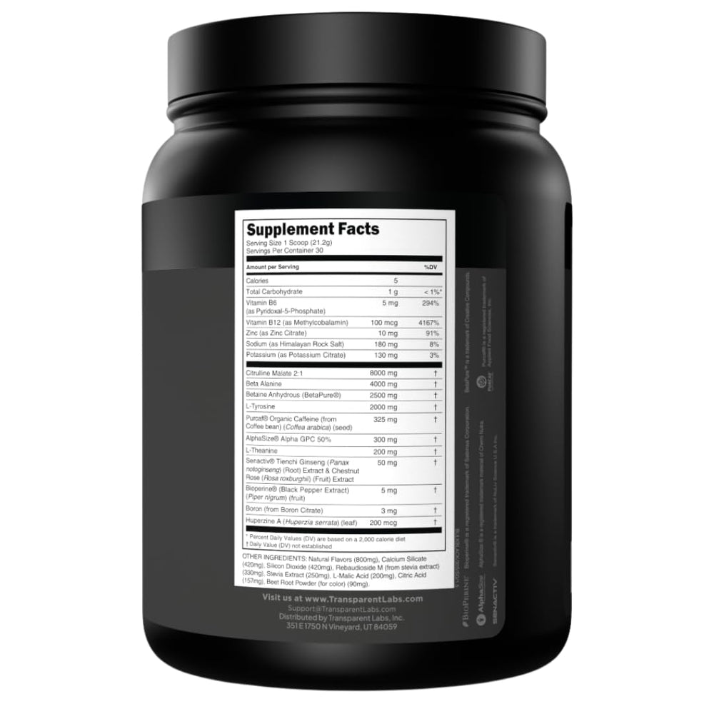 Cucharas con beta-alanina y citrulina, Transparent Labs ingredientes clínicos