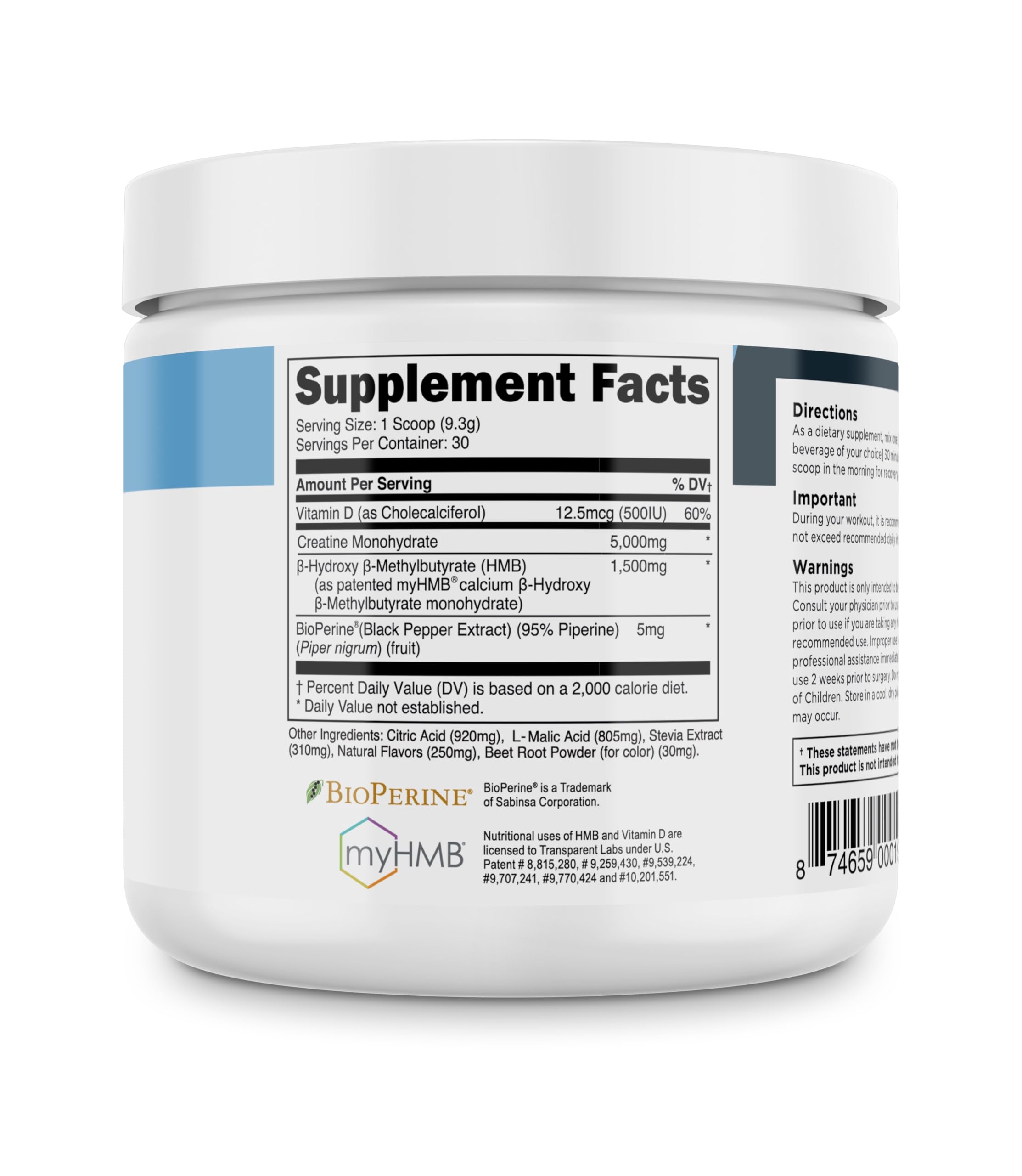 Lado a lado de Transparent Labs Creatine HMB versus otros polvos destacando pureza