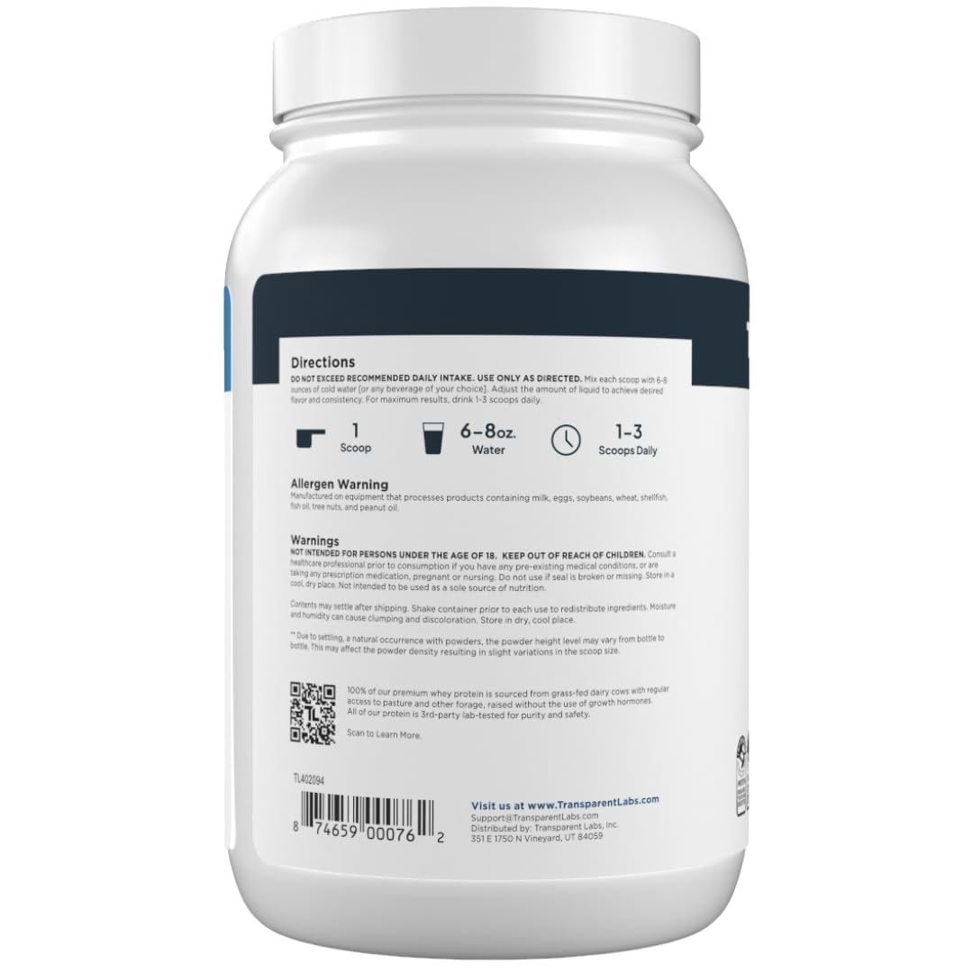 Transparent Labs cuchara con polvo listo para mezclar aporta proteína pura