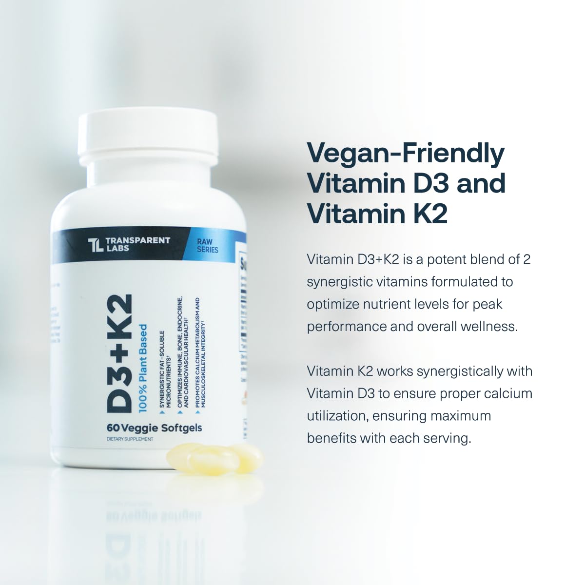Transparent Labs cápsula vegana en primer plano para fácil ingesta