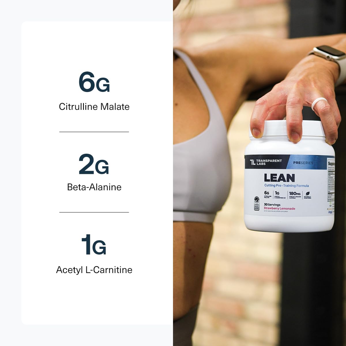 Envase abierto con cucharilla Transparent Labs facilita medición precisa y comodidad de uso